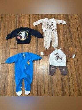 Vtg  Disney Winnie The Pooh Mickey Mouse Dalmatians Baby Clothes Outfits 3m 2T